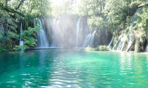 A-beautiful-waterfall-in-Plitvice-Lakes-National-Park